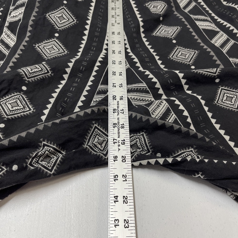 Harem Pants Black Aztec Print Wide Split Let Cropped Boho Hippie Festival Indie - Picture 5 of 14